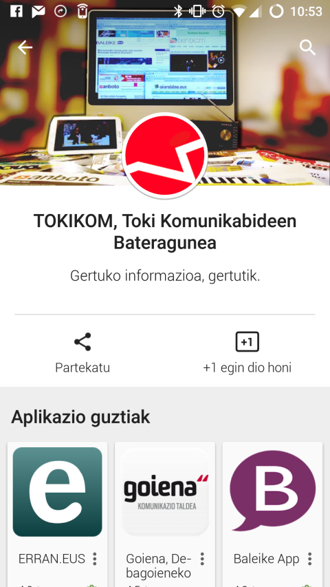 TOKIKOMen garatzaile orria Androideko Play Storean (klik irudian orria bisitatzeko)