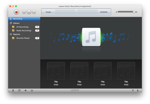 Leawo Music Recorder. Mac bertsioaren interfazea.